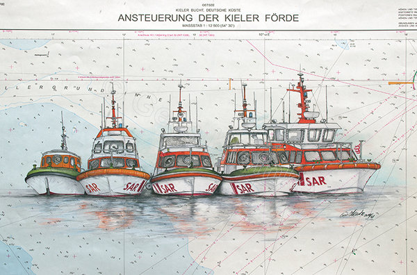 Fünf Seenot-Rettungsboote