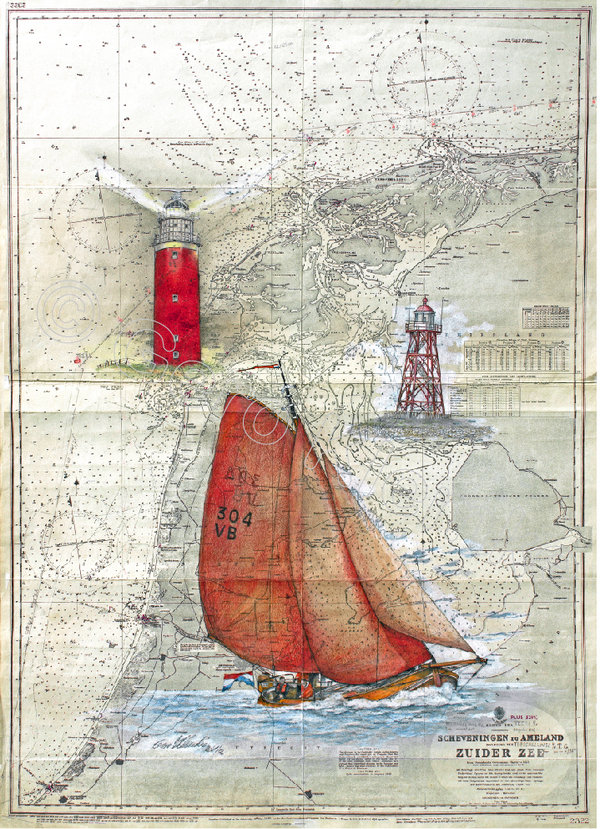 Holland Kollage auf Seekarte